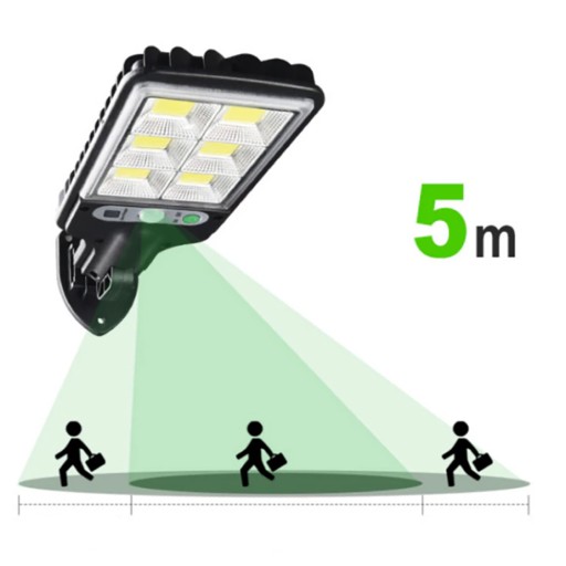 VÝKONNÁ LED SOLARNÁ LAMPA, SNÍMAČ POHYBU SÚMRAK