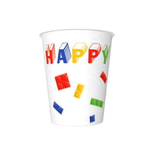 Papierové poháre LEGO kocky Narodeninová torta 8 ks