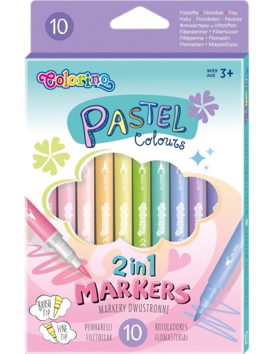 Fixky, fixky, obojstranne fixky, PASTEL, 10 farieb