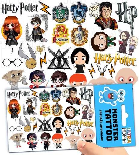 UMÝVAJÚCE DOČASNÉ TETOVANIE PRE DETI HARRY POTTER ORIGINÁLNE DIZAJNY