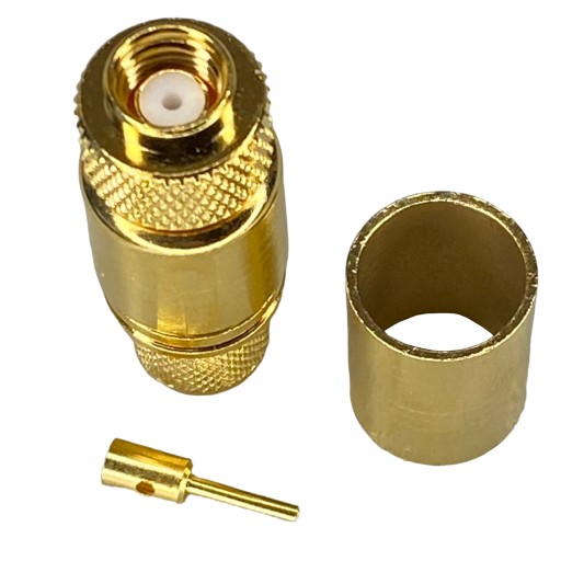 Konektor SMA-RP pre kábel H1000, KRIMOVANÝ ZLATÝ