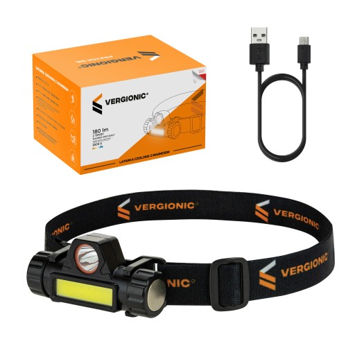 USB čelovka s COB LED magnetom