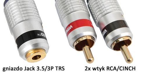 Adaptér JACK 3,5/3P/zásuvka -2xRCA/CINCH/zástrčka 0,2m VITALCO