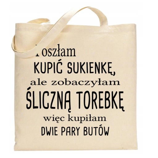 Béžová nákupná taška IŠLA SOM KÚPIŤ ŠATY ALE