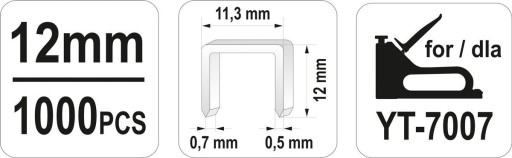Spony YATO 12x11,2 mm 1000 ks