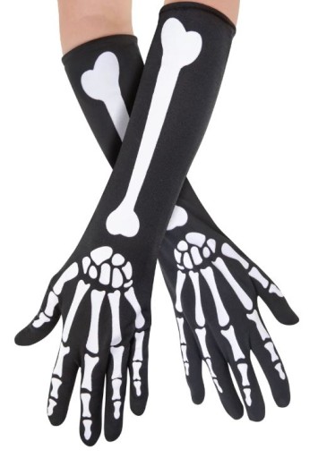 Dlhé rukavice BONES čierny maškarný kostým HALLOWEEN