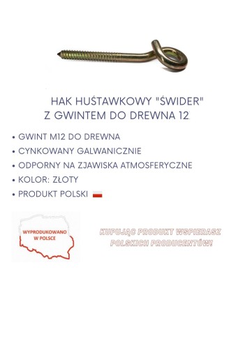 HÁJAČKOVÝ HÁK SO ZÁVITOM NA DREVO M12 HÝVAČKA