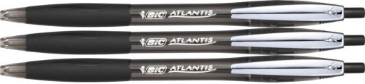 BIC ATLANTIS Mäkké automatické guľôčkové pero ČIERNA x 3