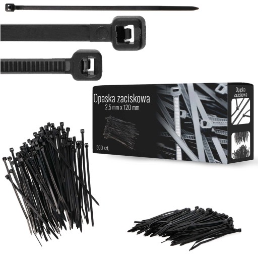 500x sťahovacie pásky Káblové pásky Zipsy 2,5 x 120 mm Silné UV sťahovacie pásky