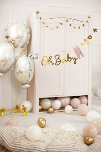 OH BABY GIRLAND ZLATÝ FAREBNÝ PANAN PRE DETSKÚ SPRCHU GENDER REVEAL 250 CM