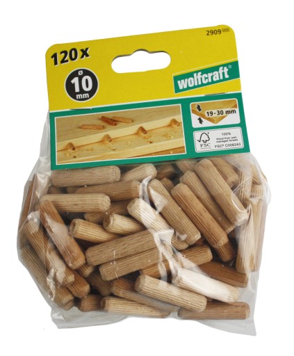 Spojovacie kolíky dreveného nábytku 10mm x 40mm 120ks 2909000 WOLFCRAFT