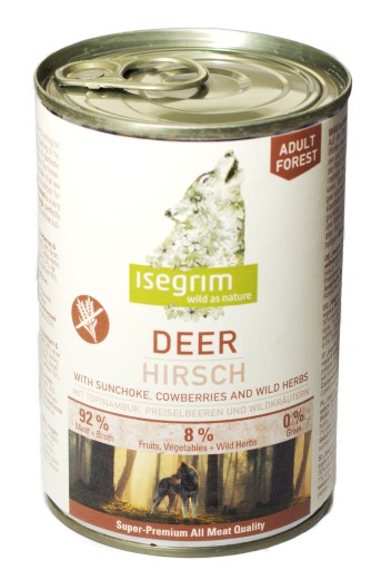 ISEGRIM Deer 400g Jelenie krmivo pre psov bez obilnín, v konzerve