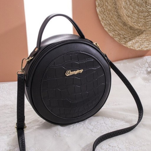 Čierna dámska ROUND BAG Taška cez rameno s popruhom