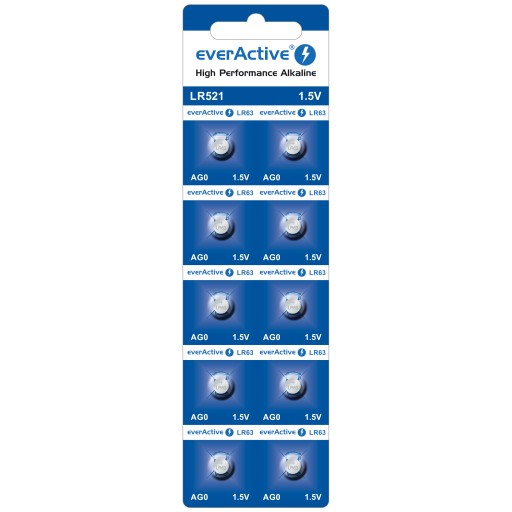 Výkonné batérie everActive AG0 G0 LR63 LR521 - 10 ks