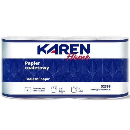 Karen biely toaletný papier celulózový 2W mäkký bez zápachu 8 roliek
