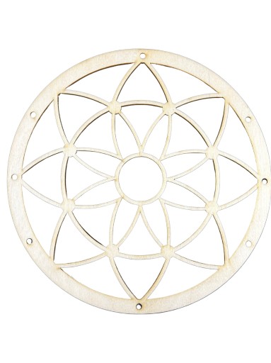 Drevený ekologický EKO lapač snov prsteň Základ Mandala Kvet 25 cm