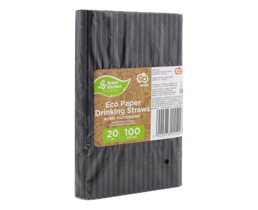 Rúrky (slamky) z papiera. čierna, 6x197mm / 100 ks.