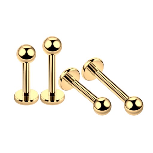 Náušnica Titanium GOLD Labret s guľôčkou 1,2/8/3