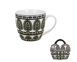 Veľký porcelánový hrnček 460 ml Kurpiowski v darčekovom košíku 1874