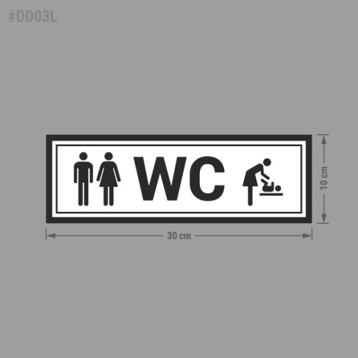 WC, prebaľovací pult - nálepka na dvere 10x30
