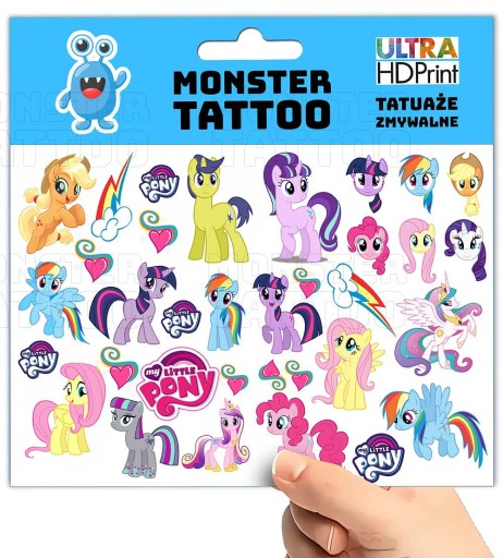 UMÝVAJÚCE DOČASNÉ TETOVANIE PRE DETI MY LITTLE PONY ORIGINÁLNE DIZAJNY