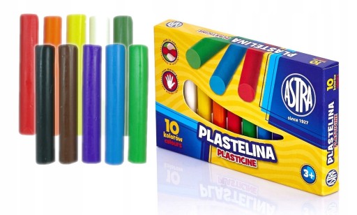 Astra Plastelína do školy, 10 farieb, okrúhle, jemné, živé farby, poľský