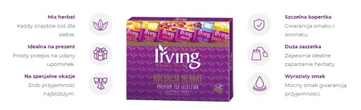 Čajová kolekcia Premium Tea Selection, 30 obálok v 6 príchutiach Irving