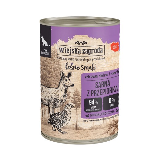 COUNTRY FARM LESNÁ PRÍCHUŤ MOKRÉ KRMIVO PRE PSA JELEŇ S PREPELICA 400g