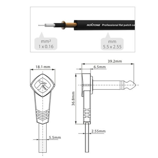 Efektový kábel gitarový 30 cm FPJJ100L0030 ROXTONE