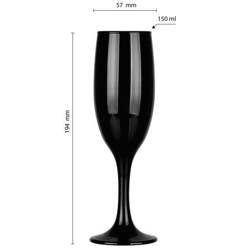 Čierny pohár na šampanské 150 ml