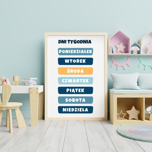 VZDELÁVACÍ PLAGÁT DNI TÝŽDŇA PRE DETI NÁSTENNÝ OBRAZ DO IZBY A4