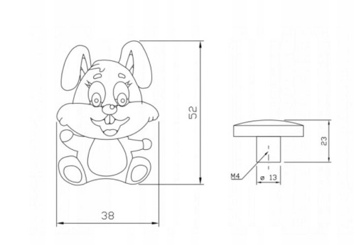 Detský silikónový nábytkový gombík Rabbit 13