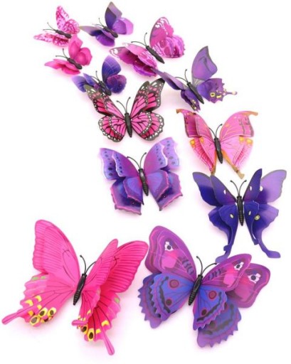 3D samolepky na stenu s motýľmi Double Purple x12