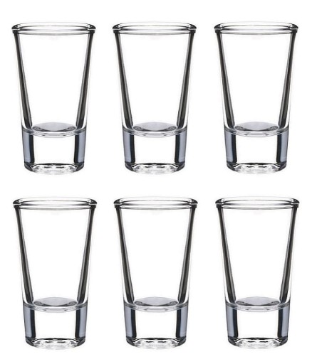 Hladké poháre na vodku SALUTE 28 ml 6 kusov poháre na vodku z hrubého skla