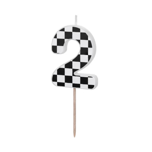 Narodeninová sviečka číslo 2 - čiernobiela, 5,5 cm