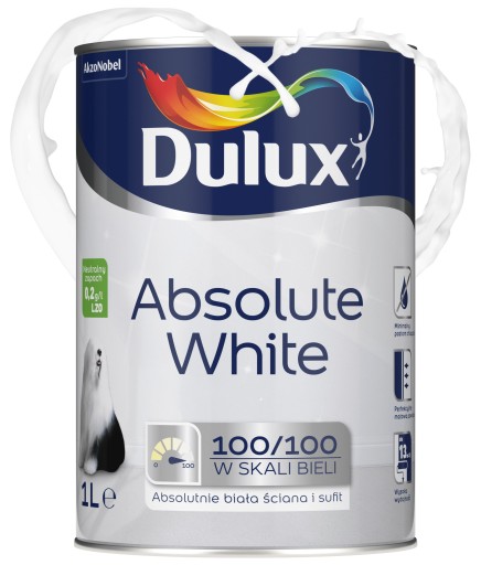 Dulux Absolútna biela farba na steny a stropy 1L