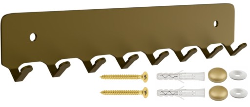 Vešiak na kľúče, zlatý kov, malý, 20 cm, 8 háčikov