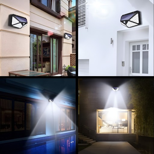 SOLÁRNE NÁstenné ULIČNÉ LAMPA S POHYBOVÝM SNÍMAČOM ZA SÚMRAK, GARDEN 100 LED