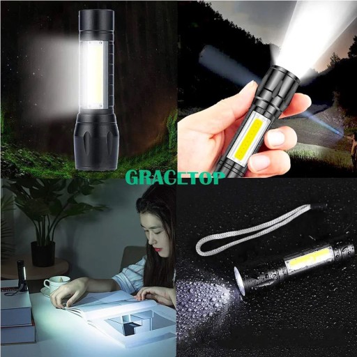 VÝKONNÁ LED COB ZOOM USB TAKTICKÁ BATERKA