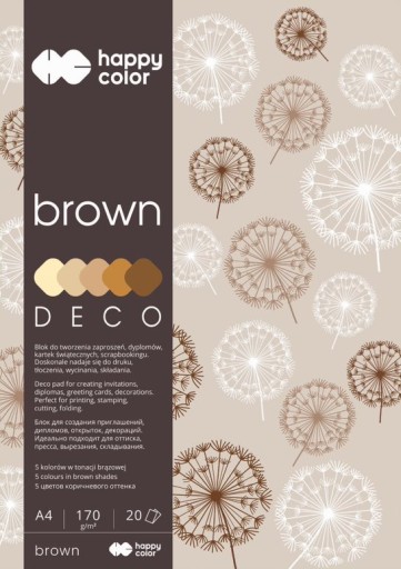 DECO BROWN blok A4 20k 5 farieb HAPPY COLOR 170 g/m2