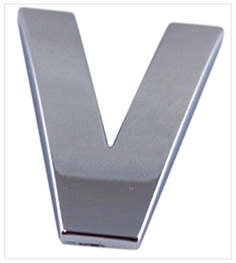 W1M28 ZNAK PÍSMENO CHROMOVANÉ PÍSMENO V V VEĽKÉ 5,6CM 87400