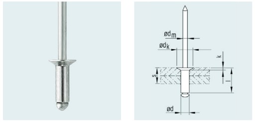 POP FI OCELOVÝ NIT 6,40 x 13,00 mm pre AIRLINE