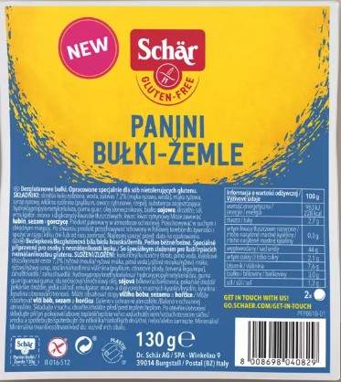 SCHAR Bezlepkové Panini rolky (130g)