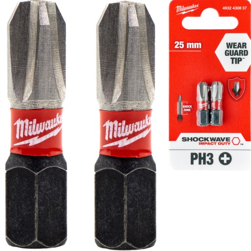 MILWAUKEE SHOCKWAVE BIT PH3 25mm 2ks.