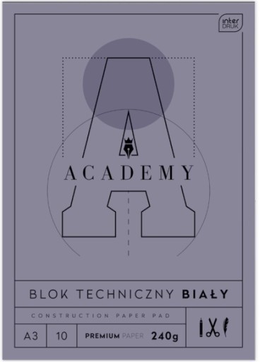 Interprint technický blok A3, 10 listov, hrubý, 240g ACADEMY PREMIUM