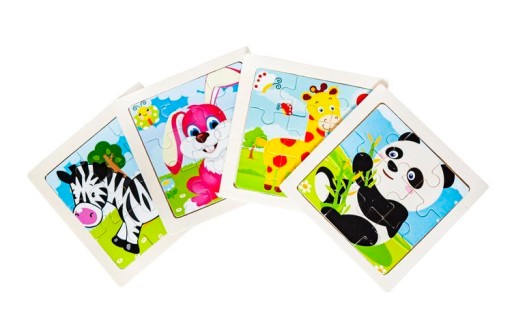 Drevená skladačka - 4 VARIANTY - zebra, králik, žirafa, panda