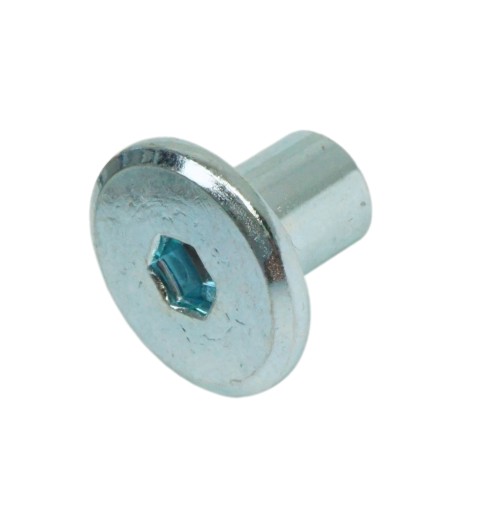 Nábytková matica Ericson pre spoje s plochou hlavou M5 x 9 mm, biela pozinkovaná
