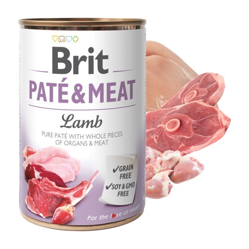 BRIT PATE & MEAT Mokré krmivo pre psov Jahňacie mäso 400 g