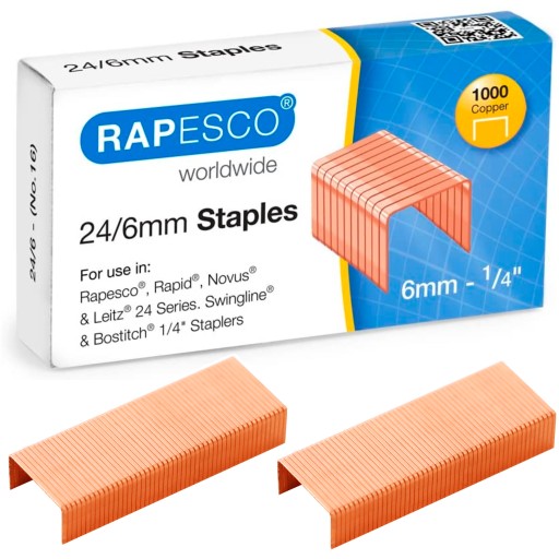 Kancelárske sponky Rapesco 24/6 mm medené 1000 ks