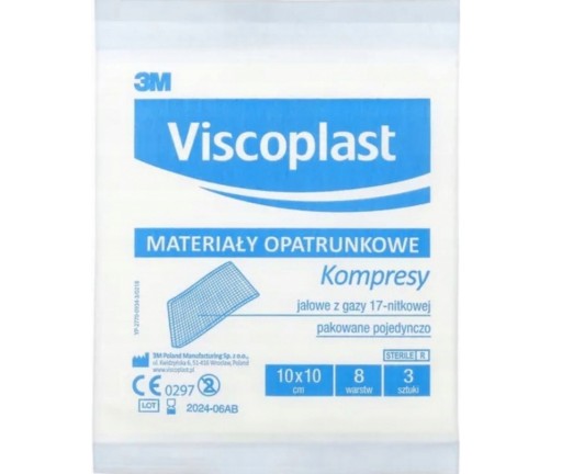 Viscoplast sterilné gázové obklady 10x10cm 3 ks.